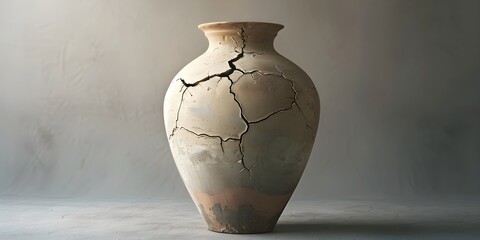 ANcient  Jar of Clay with Cracks and Breaks Alluding To and Illustrating 2 Corinthians 4:7  .