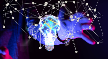 Neural network 3D illustration. Big data and cybersecurity