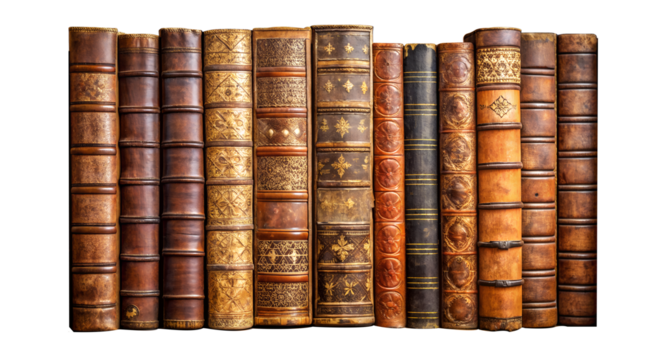 Old vintage books in expensive leather bindings