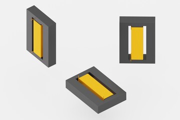 Iron Core Inductor set on white background. 3d illustration.