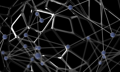 abstract lines with dots over dark background.