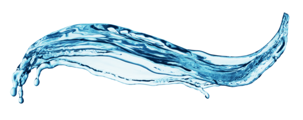 Blue water splashing on a backdrop.