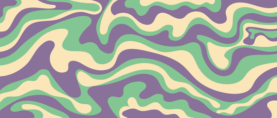 Trendy vector background in retro 70s,60s style. Abstract horizontal background with waves. Vector illustration