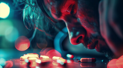 An addicted man using drugs 