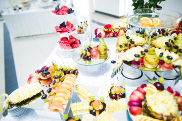 Buffet with a variety of delicious sweets, food ideas, celebration