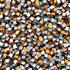 abstract background made of cubes in white, orange, yellow and grey colors