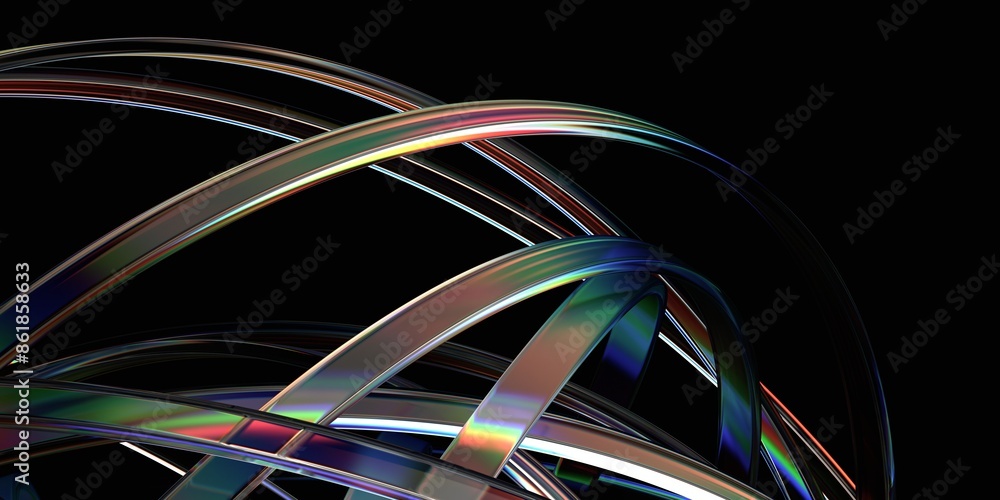 Poster abstract background with rounded lines, 3d render