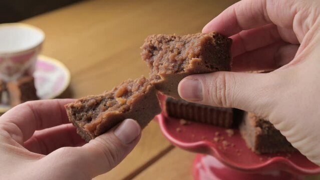 Delicious homemade brownies with rich chocolate, perfect dessert for sweet lovers. High quality 4k footage