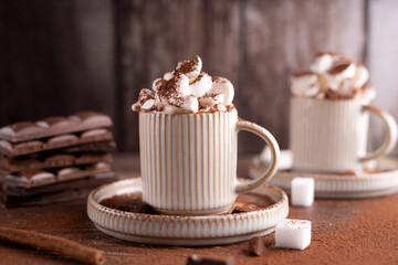 chocolate, photography, relaxation, cup, people, drink, table, indulgence, christmas, horizontal, closeup, cafe, cappuccino, breakfast, gourmet, sweet food, morning, food and drink, background