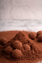 dessert, powder, eat, food, candy, chocolate, sweet food, homemade, cocoa, truffle, brown, sweet, dark, gourmet, collection, present, snack, background