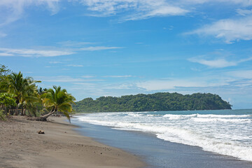 beautiful pacific coast sand beach in Samara in Costa Rica