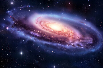 Obraz premium space to a spiral galaxy and stars background. generative ai 