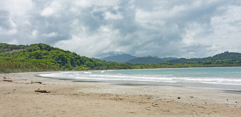 beautiful pacific coast sand beach in Samara in Costa Rica