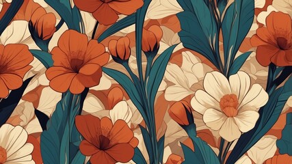 Wallpaper in beautiful flowers pastel colors