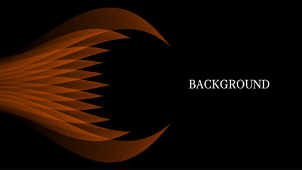 Black and orange abstract background with abstract geometric pattern, crescent shape, sharp angles © Irina Shats