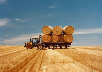 Obraz premium Farmers Working Together in Harvest Season