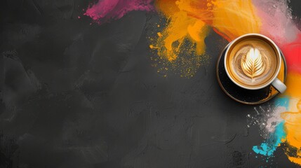 copy space background with Design a graphic to be printed on a redeemable voucher for a cafe with a blackboard theme and bright chalk colours. --ar 16:9 Job ID: 2089b89d-0fe2-49ac-8f9b-aac81c9901ce