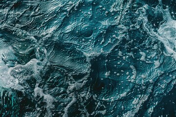 Naklejka premium Rippled dark water with bubbles background. Aquatic surface texture