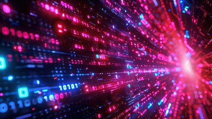 Fototapeta premium Illuminated by Dynamic Neon Effects, Unveiling Modern Cyber Communication and Networking 