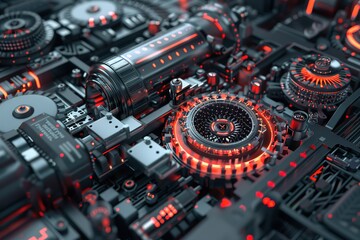 Fototapeta premium Information hi tech, mechanical technology, Media hi tech, mechanical technology Graphic Concept