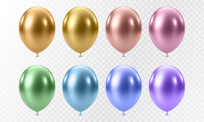 Luxury realistic balloons set. 3D glossy helium balloons