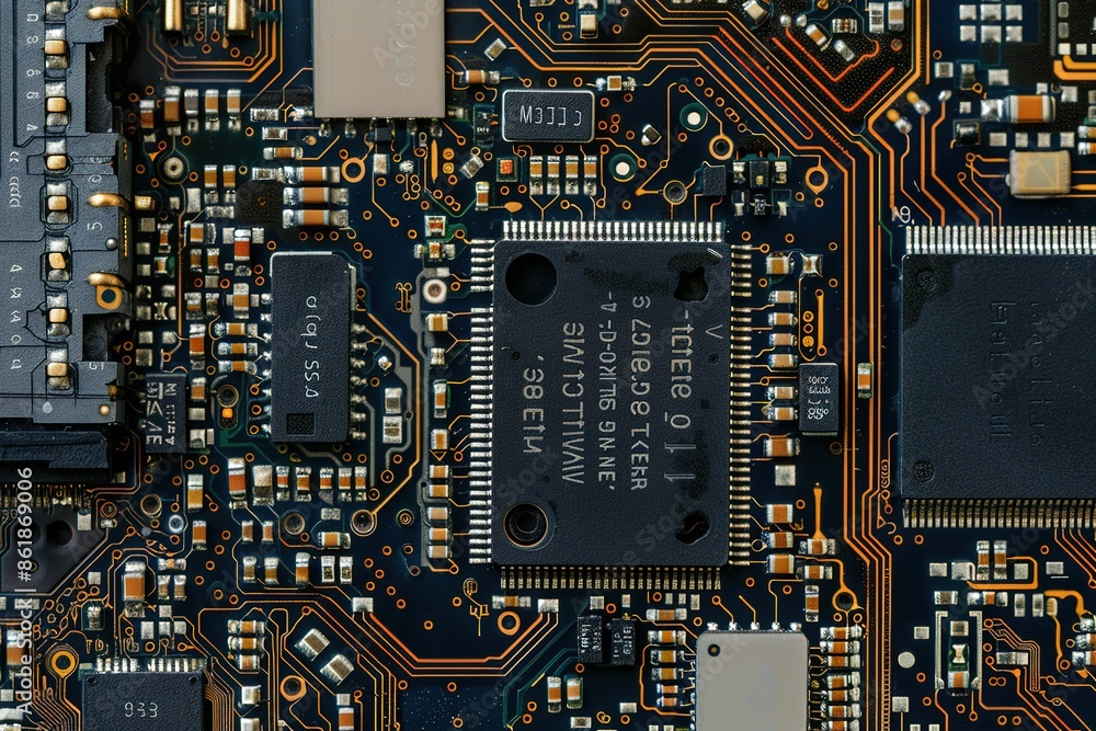 Poster the inside micro chip of a cellphone with the micro boards and circuits on it