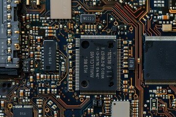The inside micro chip of a cellphone with the micro boards and circuits on it