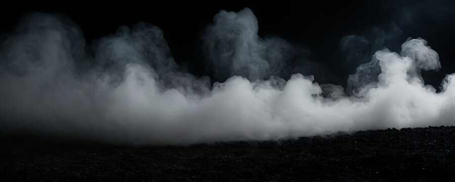 Thick white smoke billowing against a dark background. Perfect for creating atmosphere in horror, mystery, or dramatic designs