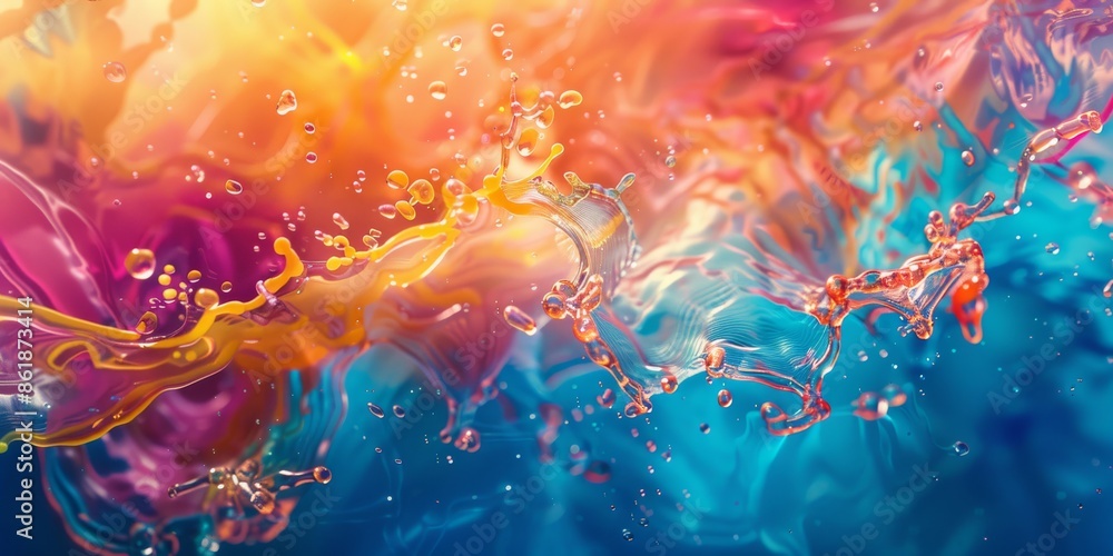 Poster a beautiful display of dynamic and vibrant abstract art with a captivating mix of colors moving and 