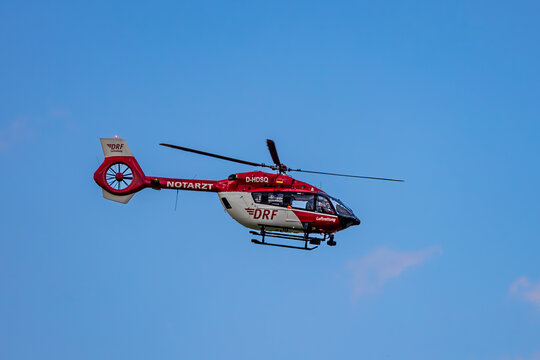 Rettungshubschrauber am N&uuml;rnberger Flughafen. Christoph N&uuml;rnberg ist ein Intensiv Transport Hubschrauber 