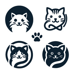 simple cat outline logo vector icon illustration, animal outline art