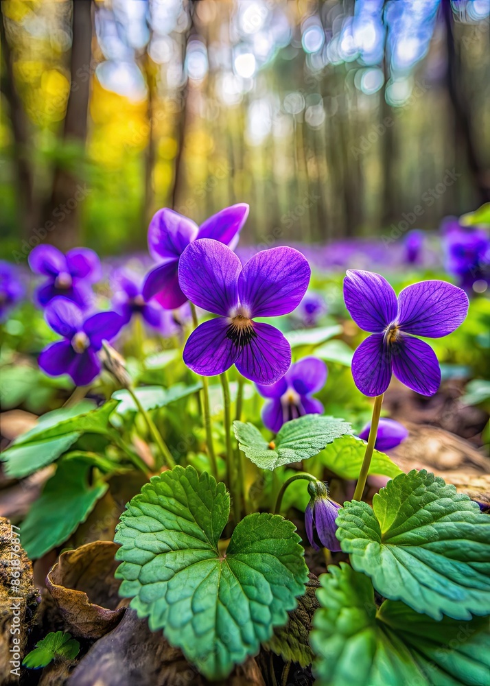 Sticker Vibrant purple flowers blooming in a garden.