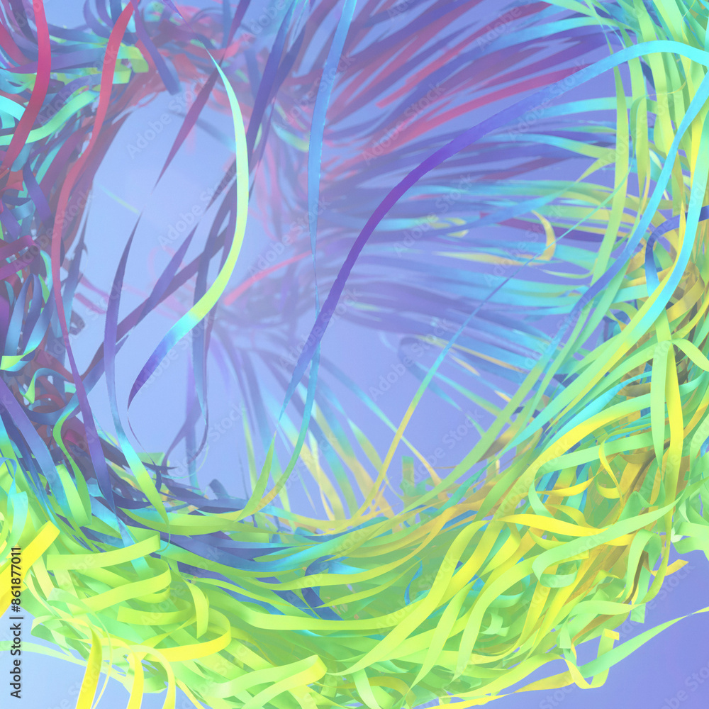 Aufkleber brightly colored ribbons dance and twirl in a mesmerizing composition. 3d rendering illustration