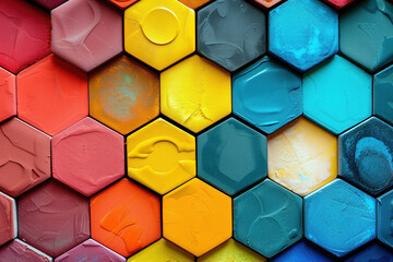 A colorful mosaic of different colored blocks