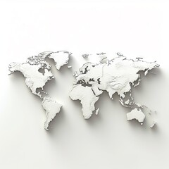 A white world map on a plain white background.