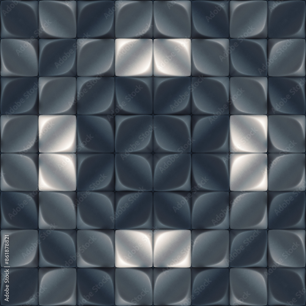 Aufkleber Digital illustration of a mosaic pattern consisting of dark gray tiles with a light gray center. 3d rendering
