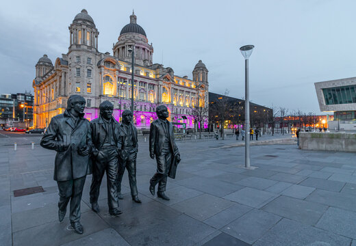 March 22, 2022. Liverpool United Kingdom. Architecture landscape on the River Mersey