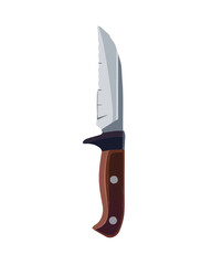 Obraz premium sharp serrated metallic blade dark brown wooden grip with finger guard. Video game asset completely lossless resizable vector art design on white background generative ai