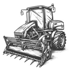 agricultural machine with engraving style black color only