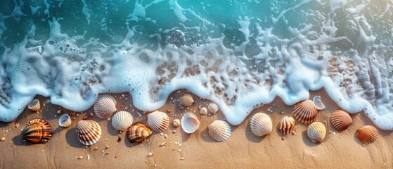 Obraz premium photo of the beach. sand and water, top view.