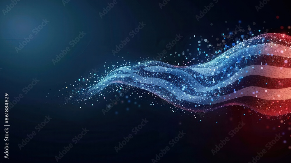 Canvas Prints abstract digital wave in blue and red hues symbolizing movement and technology on a dark background.
