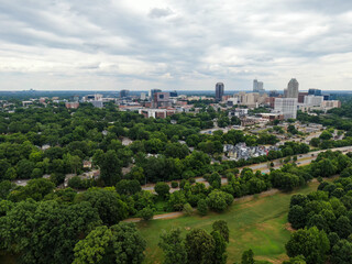 Day Time Drone Images of Downtown Raleigh North Carolina and Surrounding Neighborhoods. 