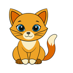 Cute kitty of kawaii style with big eyes vector illustration in white background