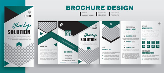 Startup Solution tri fold brochure template, Corporate uses brochure design, Creative and Professional tri fold brochure vector design. brochure template