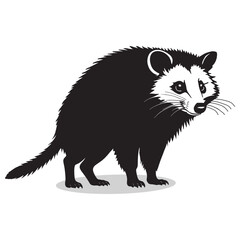 Opossum silhouettes and icons. Black flat color simple elegant white background Opossum animal vector and illustration.