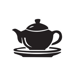 Teapot silhouette icon vector simple illustration design, black and white on white background.