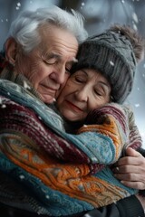 elderly couple hugging Generative AI
