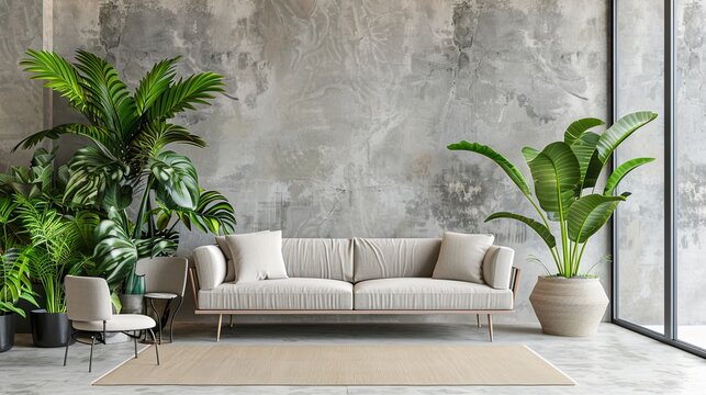 modern living room with plants --ar 16:9 Job ID: f62f3b0c-8817-45b1-aa50-c2ca225cdf59
