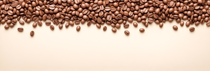 Naklejka premium Food banner with roasted coffee beans