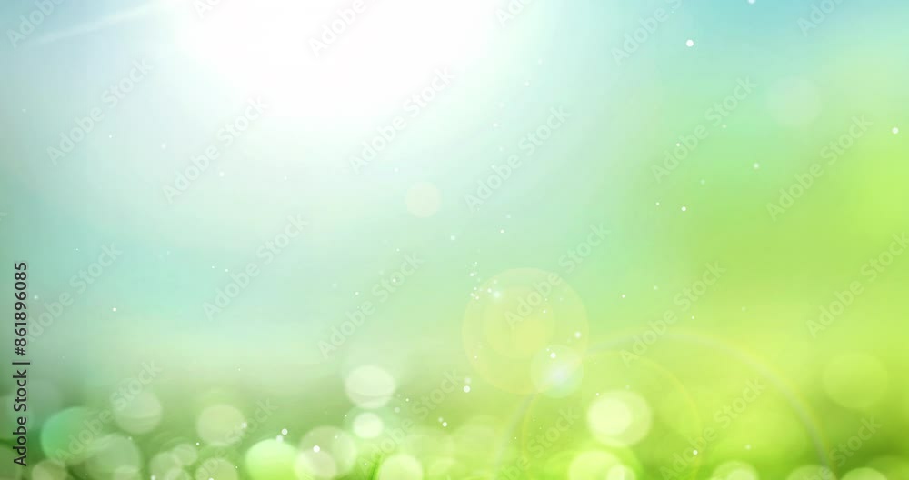 Poster bokeh, 3d and abstract of green particles, texture or design as illustration for art decor or backgr